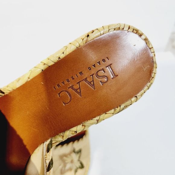 Isaac Mizrahi  size 6 wicker floral wedge slip on sandal shoes - Picture 6 of 12